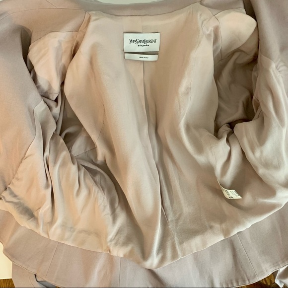 YSL Silk Beige Skirt Blazer Suit Work Wear - Picture 8 of 11